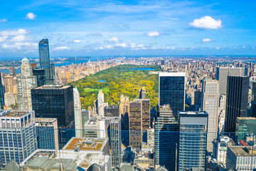 Beautiful skyline of Central Park and New York city  from Top of the Rock  - New York, USA