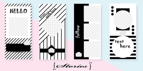 Set of trendy templates for Instagram stories. Vector background for social networks. Abstract minimal design.