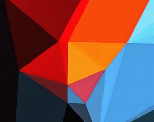 Fototapeta premium Abstract polygonal background. Triangles texture. Geometric modern art. Futuristic simple painting on canvas. Pattern for design. Backdrop template. Low poly concept artwork. Decorative elements. 