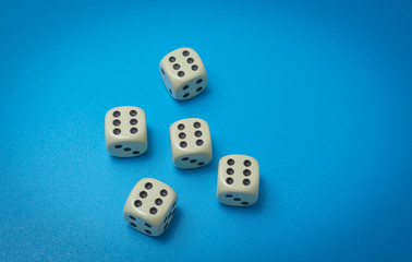 game dice abstract number six on a blue background