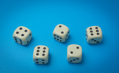 game dice abstract number six on a blue background