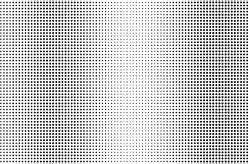 Black and white halftone vector. Vertical dotted gradient. Regular dotwork texture. Retro overlay