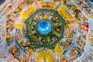 Obraz na płótnie Canvas Vasari Fresco Jesus Last Judgment Dome Duomo Florence Italy