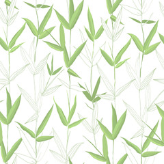 Beautiful hand drawn botanical vector seamless pattern with bamboo leaves.