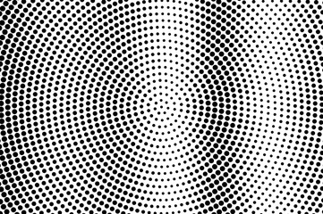 Black and white halftone vector. Rough dotted gradient. Centered dotwork texture. Retro overlay