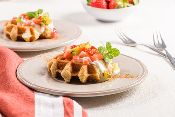 Fresh egg waffles dessert