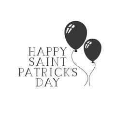happy saint patricks day label with balloons icons