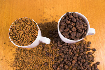 cup of coffee with beans