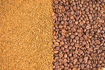 coffee beans on burlap background