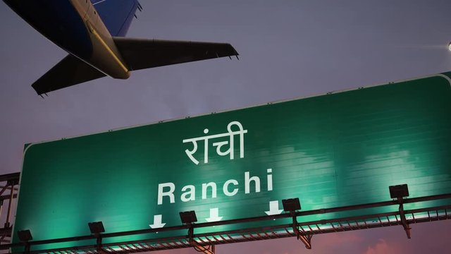 Airplane Take off Ranchi during a wonderful sunrise