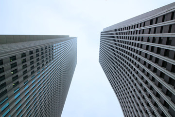 High-rise building group in Shinjuku that is unified in cool colors
