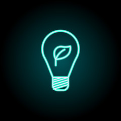 Eco-friendly light bulb outline icon. Elements of Ecology in neon style icons. Simple icon for websites, web design, mobile app, info graphics