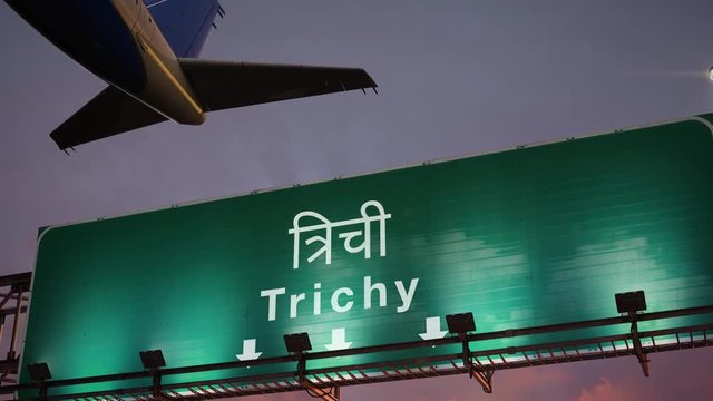 Airplane Take off Trichy during a wonderful sunrise