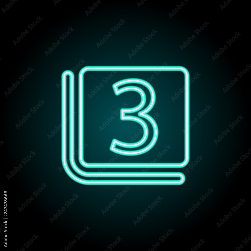 Poster three sign icon. elements of image in neon style icons. simple icon for websites, web design, mobile