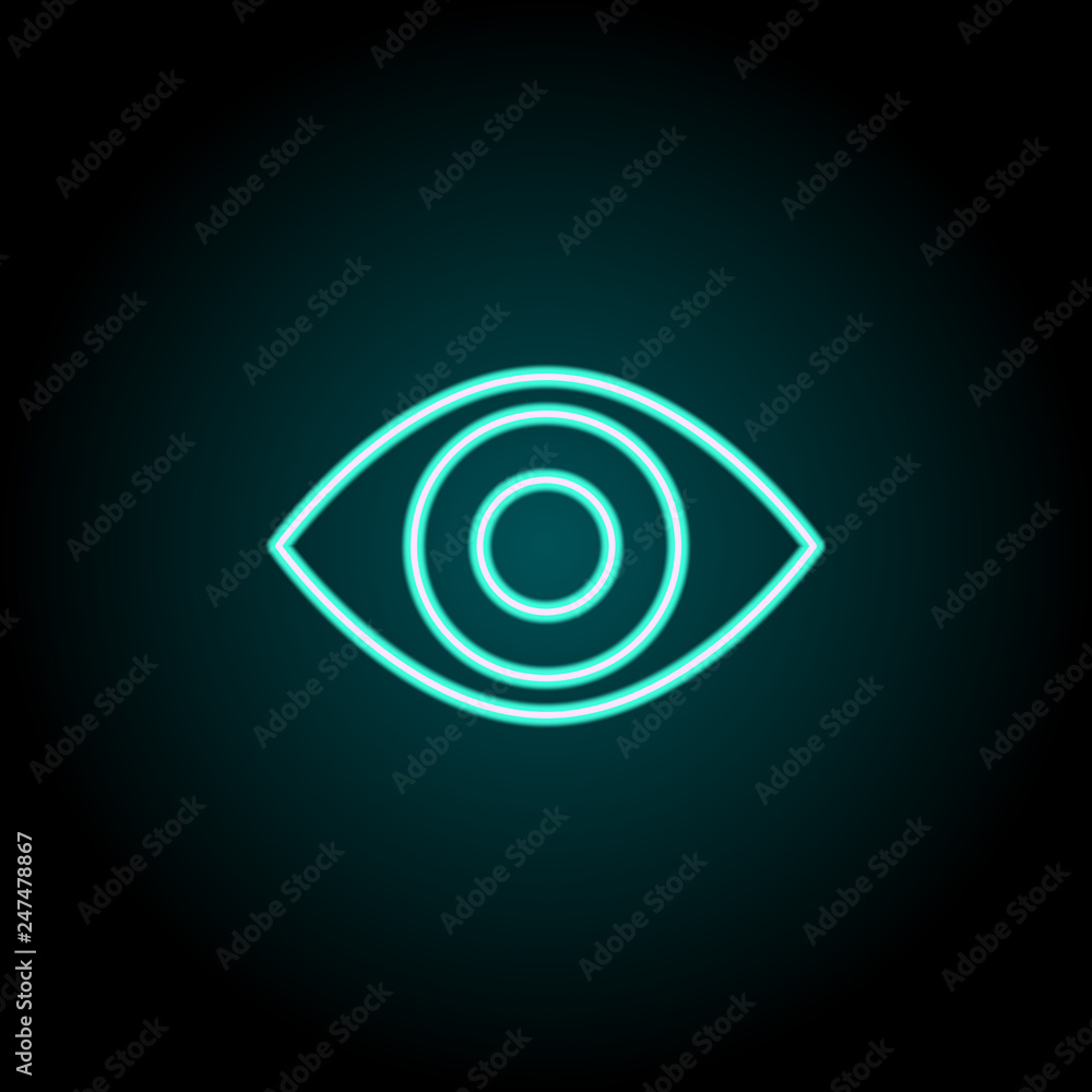 Poster red eye sign icon. elements of image in neon style icons. simple icon for websites, web design, mobi