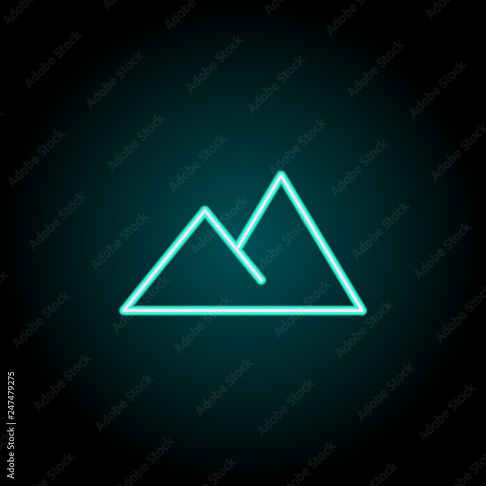 Poster mountains sign icon. elements of image in neon style icons. simple icon for websites, web design, mo