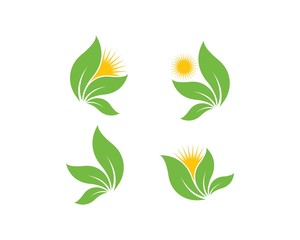 Logos of green leaf ecology nature element vector