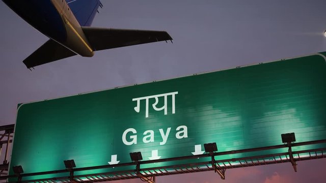 Airplane Take off Gaya during a wonderful sunrise