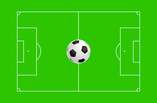 Soccer field isometric flat design with soccer ball vector.football field