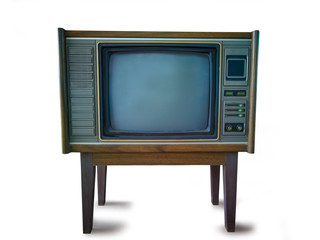 Classic Vintage Retro Style old television on white background. (clipping path)
