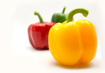 Red green and yellow sweet bell pepper.