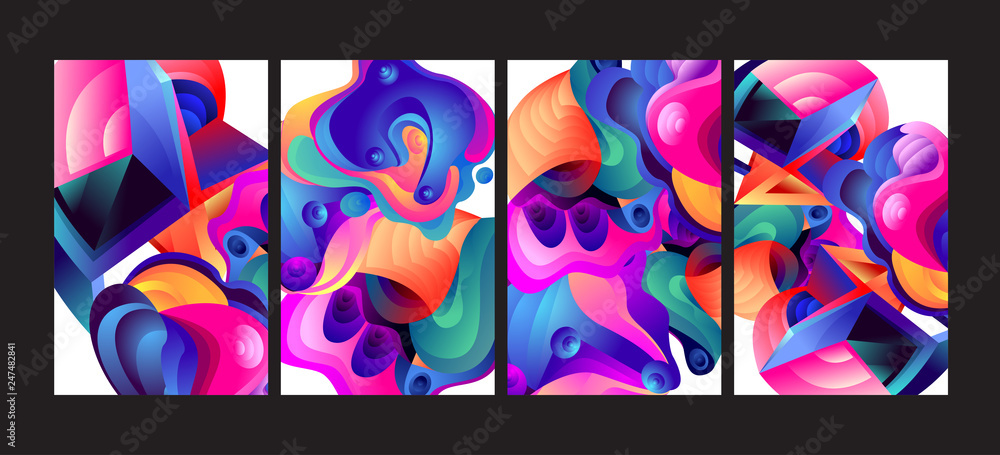 Aufkleber vector abstract 3d colorful gradient geometric curvy pattern background illustration. set of abstrac