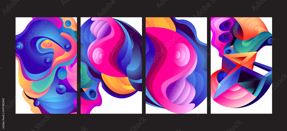 Aufkleber vector abstract 3d colorful gradient geometric curvy pattern background illustration. set of abstrac
