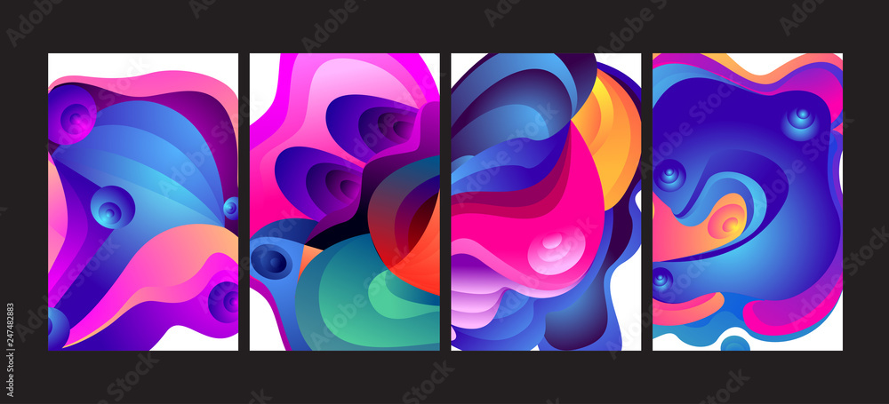 Aufkleber vector abstract 3d colorful gradient geometric curvy pattern background illustration. set of abstrac