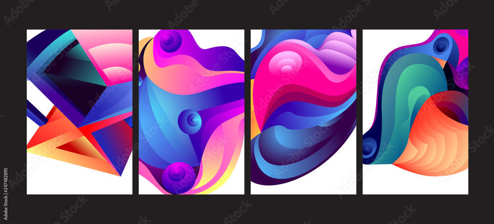 Aufkleber vector abstract 3d colorful gradient geometric curvy pattern background illustration. set of abstrac