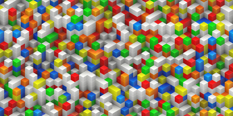 Cubes seamless background - colorful, randomly stacked structure