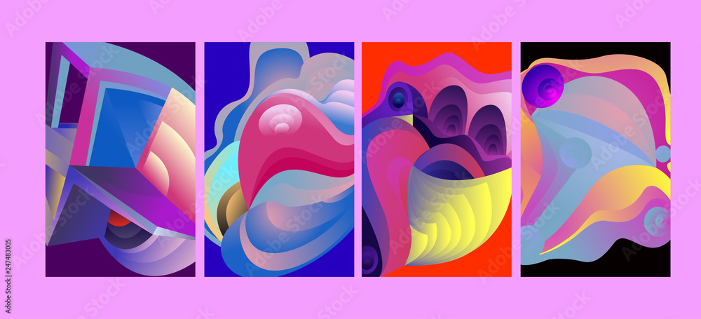 Aufkleber vector abstract 3d colorful gradient geometric curvy pattern background illustration. set of abstrac