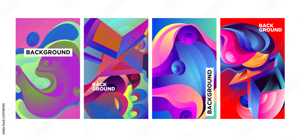 Aufkleber vector abstract 3d colorful gradient geometric curvy pattern background illustration. set of abstrac