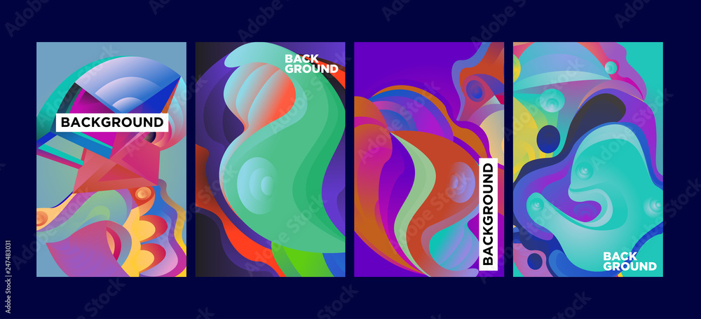 Aufkleber vector abstract 3d colorful gradient geometric curvy pattern background illustration. set of abstrac