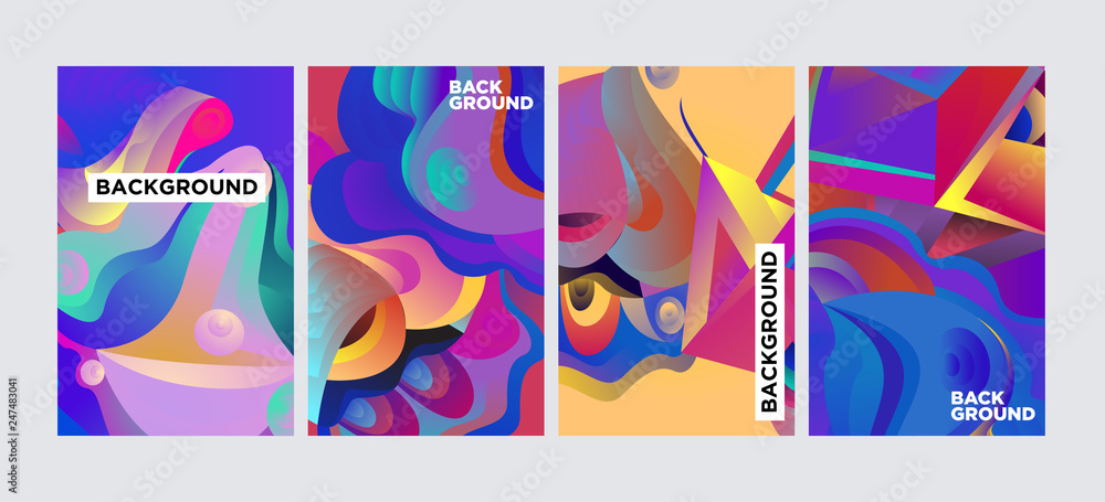 Aufkleber vector abstract 3d colorful gradient geometric curvy pattern background illustration. set of abstrac