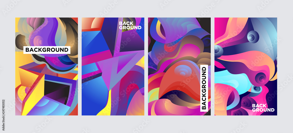 Aufkleber vector abstract 3d colorful gradient geometric curvy pattern background illustration. set of abstrac