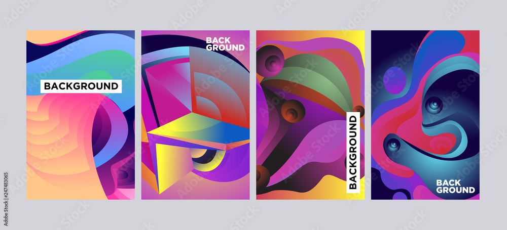 Aufkleber vector abstract 3d colorful gradient geometric curvy pattern background illustration. set of abstrac