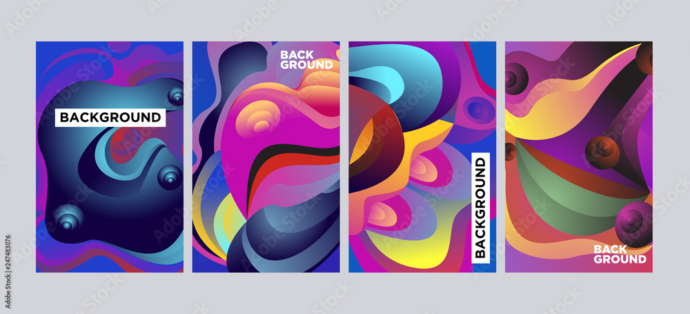Aufkleber vector abstract 3d colorful gradient geometric curvy pattern background illustration. set of abstrac
