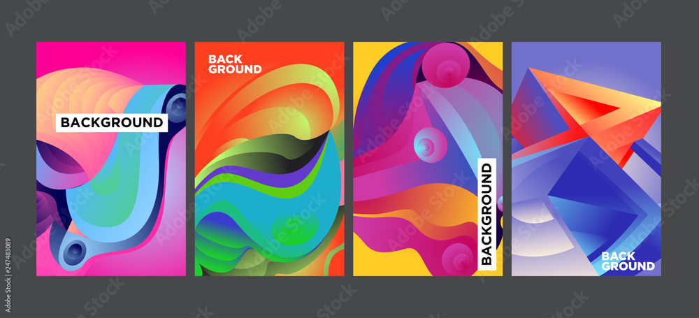 Aufkleber vector abstract 3d colorful gradient geometric curvy pattern background illustration. set of abstrac