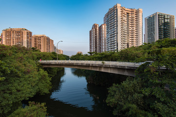 Apartment Buildings and the Bridge Crossing the Canal