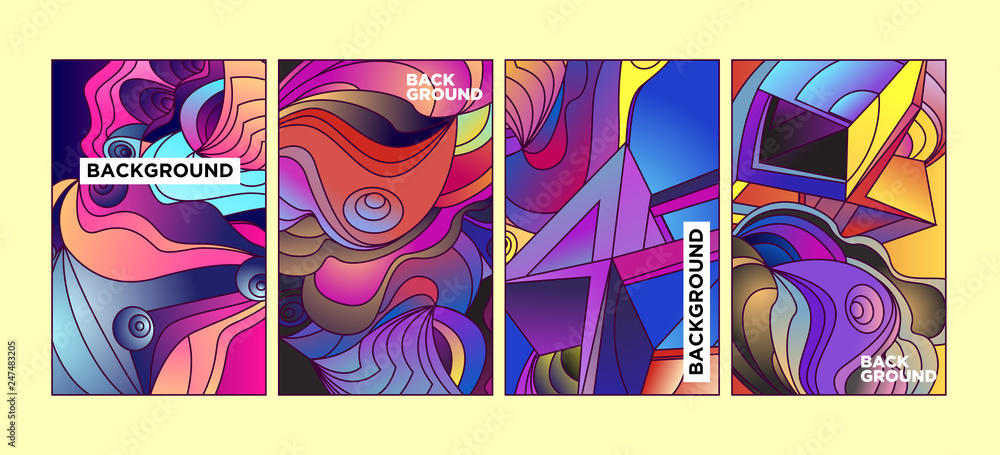 Aufkleber vector abstract 3d colorful gradient geometric curvy pattern background illustration. set of abstrac
