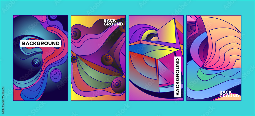 Aufkleber vector abstract 3d colorful gradient geometric curvy pattern background illustration. set of abstrac
