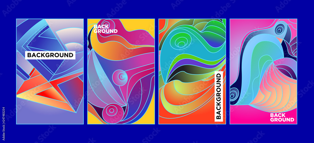 Aufkleber vector abstract 3d colorful gradient geometric curvy pattern background illustration. set of abstrac