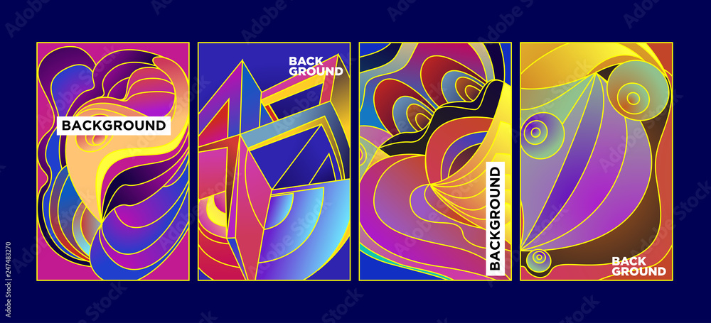 Aufkleber vector abstract 3d colorful gradient geometric curvy pattern background illustration. set of abstrac