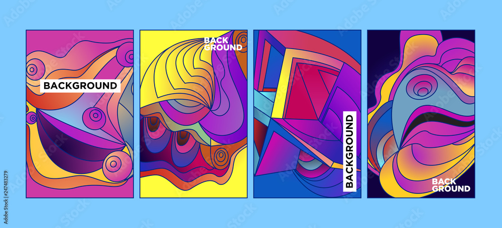 Aufkleber vector abstract 3d colorful gradient geometric curvy pattern background illustration. set of abstrac