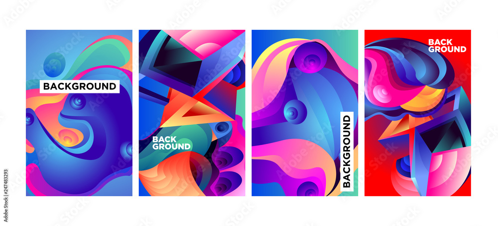 Aufkleber vector abstract 3d colorful gradient geometric curvy pattern background illustration. set of abstrac