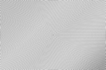 Black and white halftone vector texture. Round dotted gradient. Frequent dotwork surface for vintage effect.