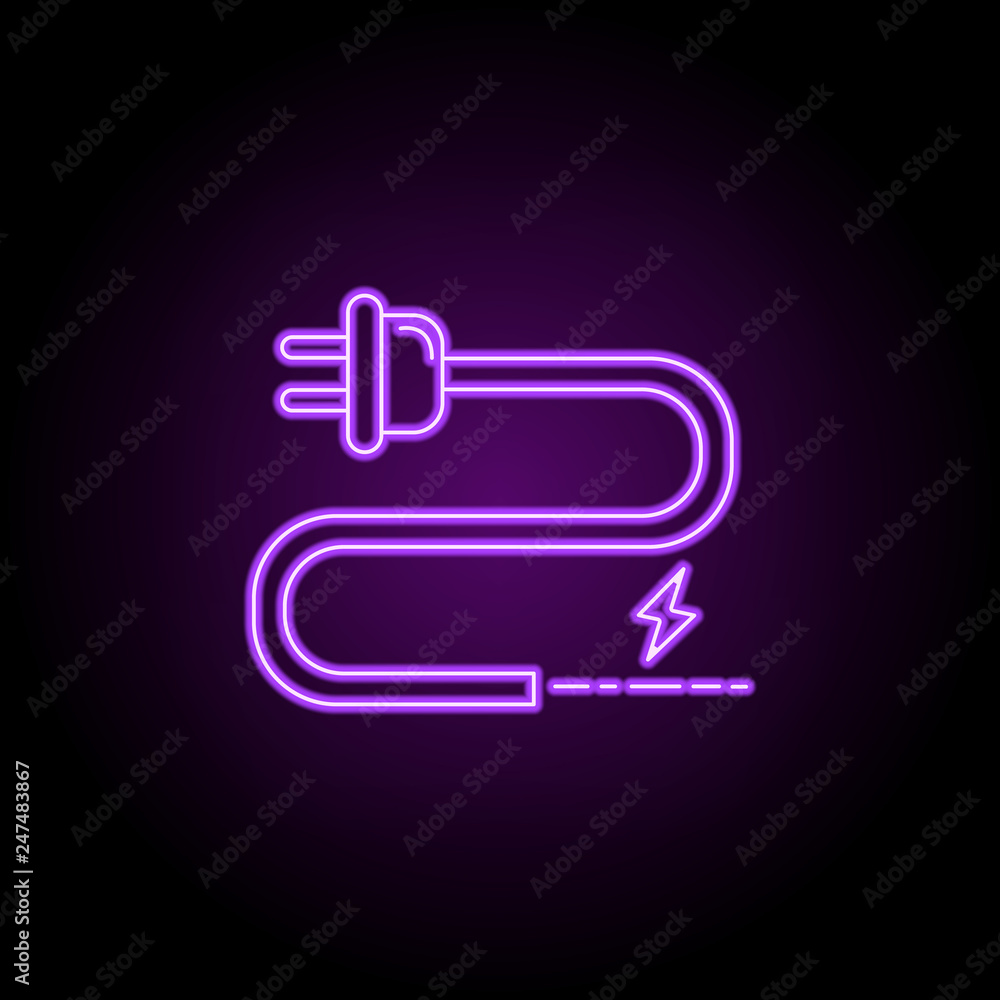 Poster power plug outline icon. elements of ecology in neon style icons. simple icon for websites, web desi