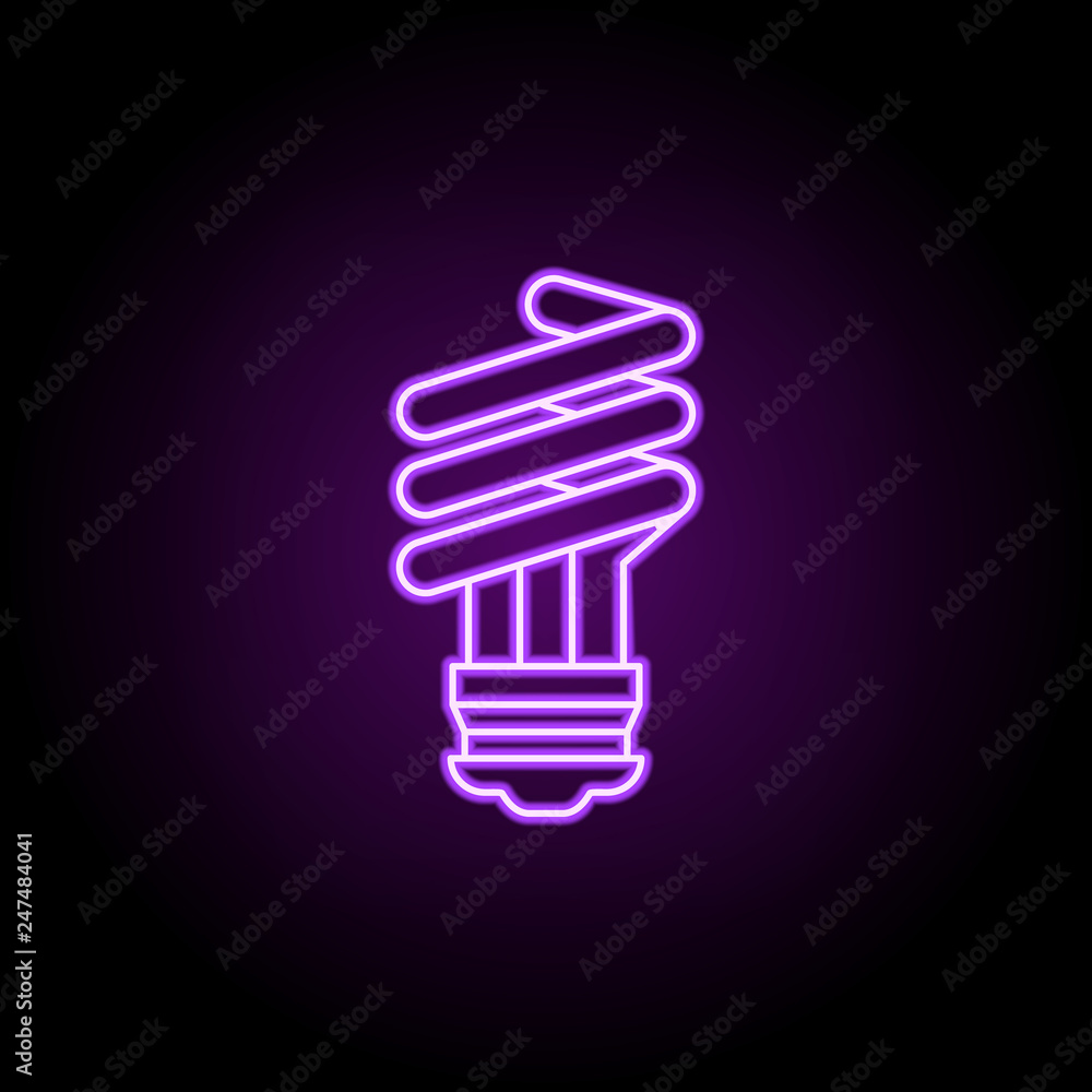 Poster energy efficient lighting outline icon. elements of ecology in neon style icons. simple icon for web