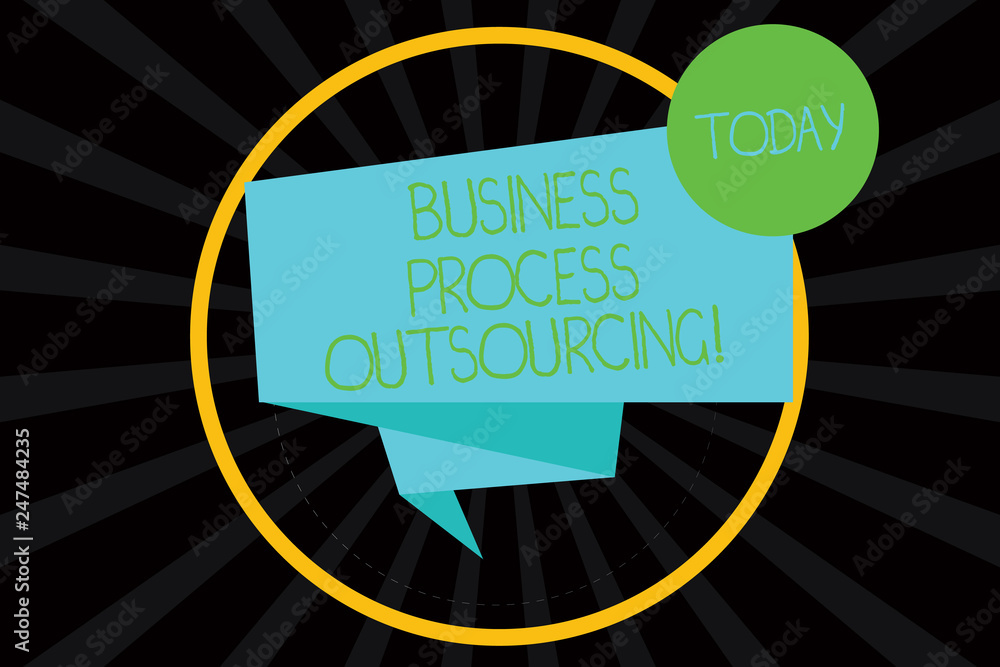 Poster word writing text business process outsourcing. business concept for contracting work to external se