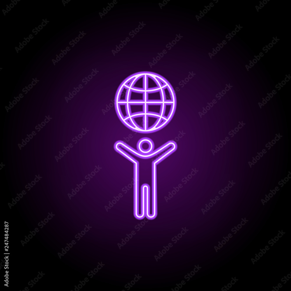 Poster save the planet outline icon. elements of ecology in neon style icons. simple icon for websites, web